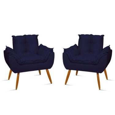 Imagem de Kit 2 Cadeiras Poltronas Reforçadas Confortáveis Sala Jl Cor:azul Marinho
