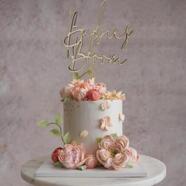 Imagem de Baby in Bloom Wooden Cake Topper, Decorative Script Design, Natural Wood, Perfect for Baby Showers and Gender Reveal Parties for Boys and Girls