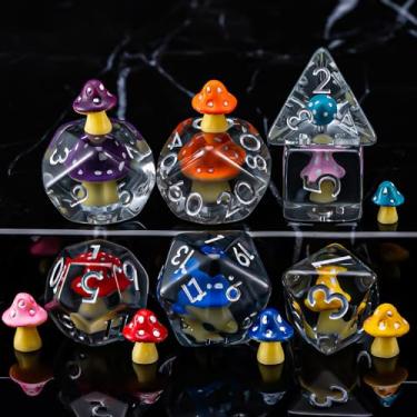 Imagem de DND Resin Mushrooms Dice Set Dungeons and Dragons Dice Set, Resin D&D Dice Set Red Polyhedral Dice for Dungeons and Dragons Role Playing Games D&D Dice Set D20 D12 D10 D8 D6 D4