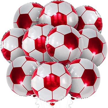 Imagem de Balões de futebol gigantes para decorações de festa de futebol – Grandes 45,7 cm, balões de bola de futebol | Balões de mylar com esfera redonda 4D para decorações de aniversário de bola de futebol | Artigos de festa de aniversário de futebol