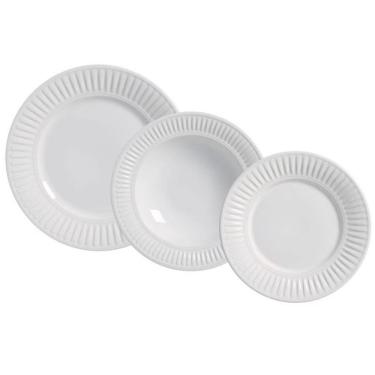Imagem de Aparelho De Jantar 18 Peças Porto Brasil Daisy Em Cerâmica Branco