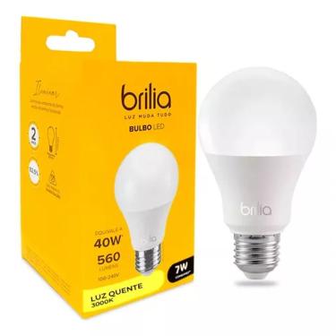 Imagem de Lâmpada Led 7w Brilia Econômica Bivolt 560 Lúmens Luz Quente 3000k