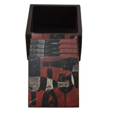 Imagem de Porta Copos Quadrados Decorados Charmoso Taça de Vinho - JHR