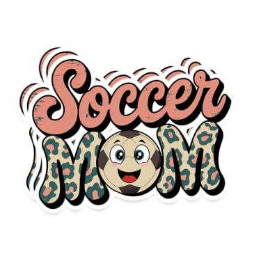Imagem de Adesivo Soccer Mom – Adesivo de vinil bonito com estampa de leopardo à prova d'água com bola de futebol sorridente para laptop, garrafa de água, janela de carro – pacote com 3