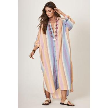 Imagem de Chemise Amplo Com Mangas Raglan Listrado Colorido Yacamim P10, M, List