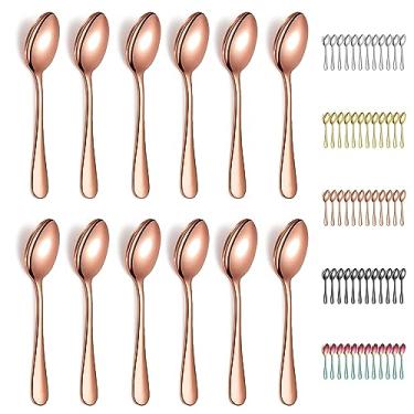 Imagem de Evanda 12 Colheres De Chá Em Ouro Rosé, Aço Inoxidável Com Revestimento Titânio, 14 Cm, Talheres Para Chá, Café, Bolo, Sobremesa, Salada, Laváveis Na Máquina Lavar Louça