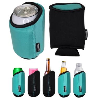 Imagem de TahoeBay Universal Blank Can Coolers (Pacote Com 8) Mangas Isoladas De Neoprene 4 Em 1 Para Latas E Garrafas Cerveja 12 Oz, Finas, Bebidas 16 Água, Blanks Sublimação, Vinil, Dtf (Azul-Petróleo/Preto