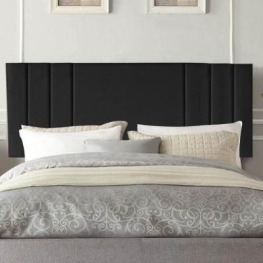 Imagem de Painel Estofado Luxo Grécia 140cm Casal Para Cama Box Suede Preto - Ga