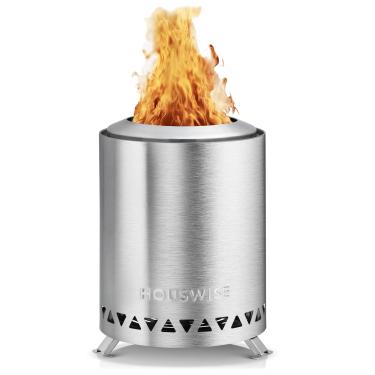 Imagem de Houswise Lareira de mesa sem fumaça ao ar livre - Mini fogueira, fogueira de mesa de pellets de madeira, lareira portátil para uso ao ar livre, para pátio externo, fogão, aquecedor de pátio, fogueira
