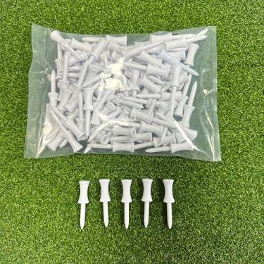 Imagem de LM sports Camisetas de golfe de plástico Step Down | Camisetas Premium Golf Castle | 100 unidades, 5,3 cm (branca)