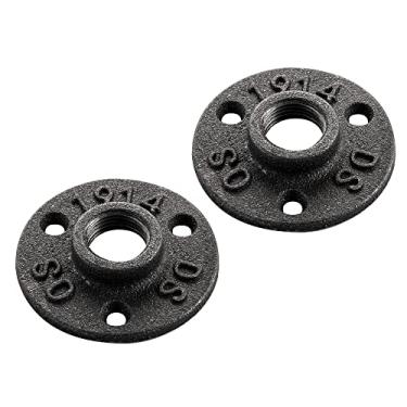 Imagem de Flange de piso de 1,27 cm – Home Expert, pacote com 30, flange de tubo de ferro fundido maleável com furo rosqueado para decoração industrial vintage