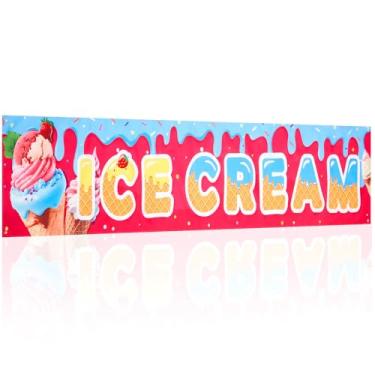 Imagem de Tegeme Faixa grande para sorveteria, 5,8 x 3,5 m, placa de concessão de tecido Oxford, placa de barraca de comida, lanchonete, com 4 furos para pendurar facilmente, publicidade em cafeteria, promoção