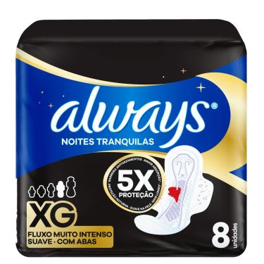 Imagem de Absorvente Always Noturno Suave com Abas XG 8 Unidades