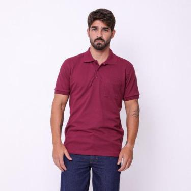 Imagem de Camisa Masculina Modelo Gola Polo Tecido de Malha Piquet Vinho - Blink