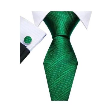 Imagem de Conjunto de Gravata e Abutões Masculinos - Verde Menta, Cerceta, Oliva