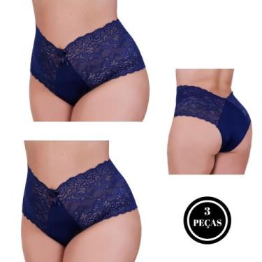 Imagem de Kit 3 Calcinha Plus Size Cós Alto e Detalhe Renda 46 ao 54 - c5 KIT 3 