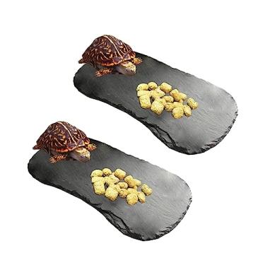 Imagem de Plataforma de frade para répteis, 28 x 14 cm, prato de rocha, tigela de alimentação, prato de alimentação, ardósia, tartaruga, banho, descanso, plataforma, para lagarto, lagartixa, dragão, camaleão,