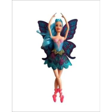 Imagem de Boneca Fada Bailarina Tipo Barbie Articulada Com Glitter Nas Asas e Es