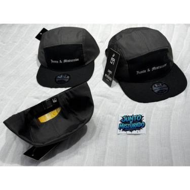 Imagem de boné chapéu five painel snapback aba reta JM junto e misturado ajustav