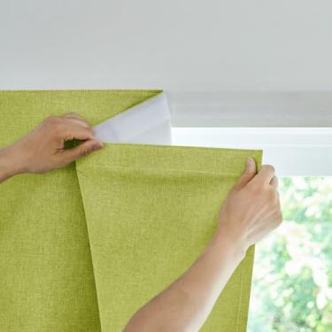 Imagem de Jilron Cortina 100% blackout, cortina adesiva, capa de janela preta sem perfuração, kit de viagem, perfeita para salas de mídia, dormitórios e locatários (verde fruta - L99 × C 213 cm)