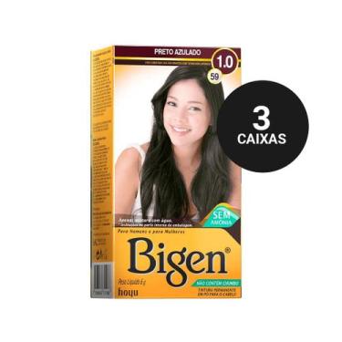 Imagem de Kit Profissional Tintura Capilar à base de água Bigen 1.0 Preto Azulad