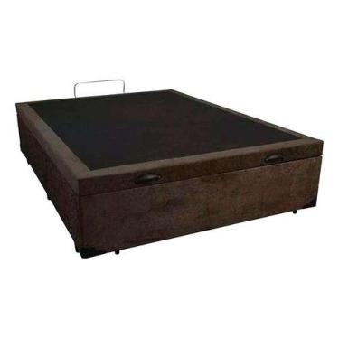 Imagem de Base Box Baú Casal 138 X 188 Suede Com Pistão Gás So1clique, Marrom