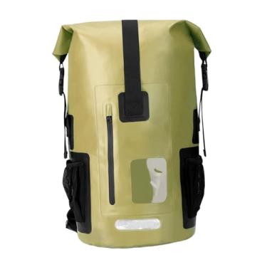 Imagem de UGPLM Mochila impermeável de 35 litros, bolsa seca com alça peitoral, design ergonômico de PVC para passeios de barco e vela, multifuncional, Verde