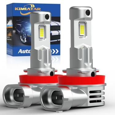 Imagem de KIMLATAR Lâmpada de farol de neblina LED H11, atualizada 900% super brilhante com resfriamento do ventilador, brilho de 60.000 lm, tamanho real de halogênio 1:1, vida útil de 10 anos, lâmpadas H8/H9