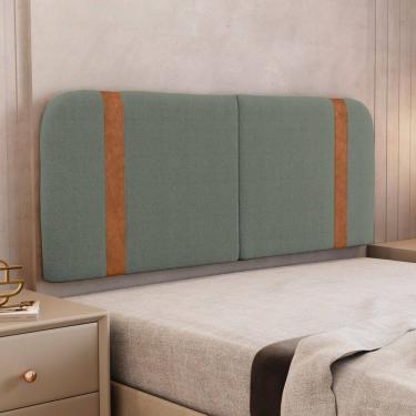 Imagem de Cabeceira Painel Orgânico Cama Box King Size Flay 195cm Dobrável Bouclé Verde Menta - Desk Design