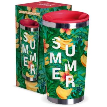 Imagem de Copo Térmico Inox 400ml Summer Para Viagem Durável Portátil Bebidas Geladas Ou Quentes Resistente Escritório Fácil Limpar Treino Presente Praia Trabalho Academia Livre de BPA