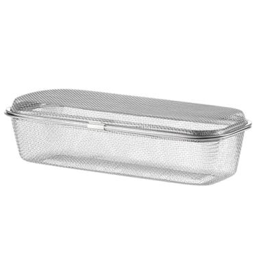Imagem de Cesta de talheres para lava-louças, cesta de lava-louças para itens pequenos, 28 x 7,6 x 12,7 cm, pauzinhos de aço inoxidável de malha fina com tampa, utensílio de substituição, dreno de malha