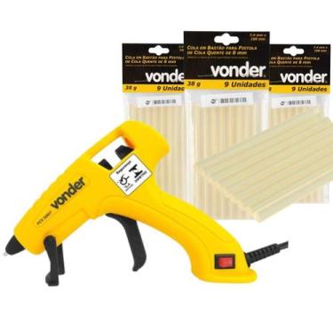 Imagem de Kit Pistola De Cola Quente 20w Com 27 Bastões 8mm Vonder