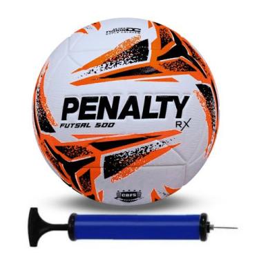 Imagem de Bola Futsal Penalty Rx 500 + Bomba de Ar, Branco, Laranja, Preto