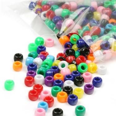 Imagem de Melius 1000 contas de pônei a granel, contas de pônei coloridas de acrílico de 9 mm para pulseiras, tranças de cabelo, fabricação de joias (cores sólidas)