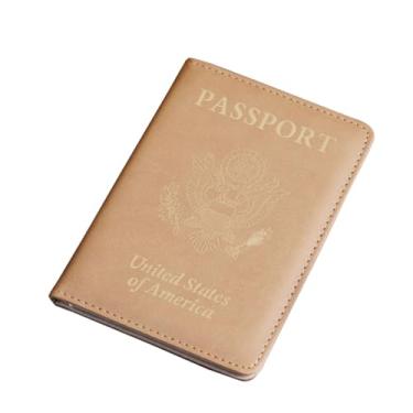 Imagem de Carteira de passaporte PU espessa para passaporte dos EUA, porta-passaporte, multifuncional, porta-cartão de vacina, bolsa para passaporte, mini capa para passaporte, Marrom, One Size, Americano