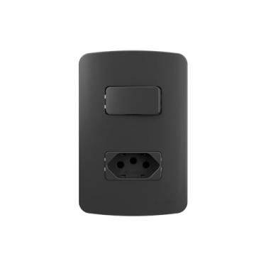 Imagem de Interruptor Simples 10A e Tomada 2P+T 20A MarGirius B3 Colors com Placa 4x2 Grafite