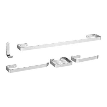 Imagem de Kit Acessórios Para Banheiro Cromado 5 Peças - MetalCromo