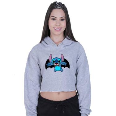 Imagem de Cropped Moletom Feminino Lilo Stitch Vampiro - Lafre, Cinza, GG