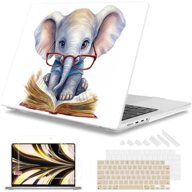 Imagem de Mektron Capa para laptop 2025 MacBook Pro 14 polegadas M4 2024 A3112 A3401 A3185 serve para 2023/2021 M3 A2918 A2992 M2 A2779 M1 A2442 Pro/Max, capa rígida de plástico impresso, linda Elefante C3411