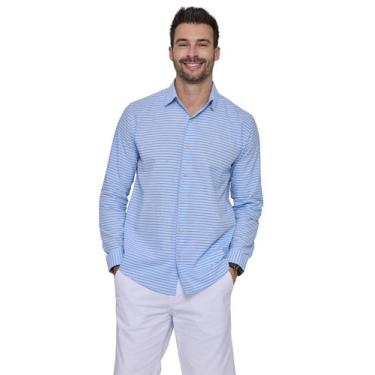 Imagem de Camisa Social Masculina Manga Longa Amil Comfort Algodão Maquinetado 1