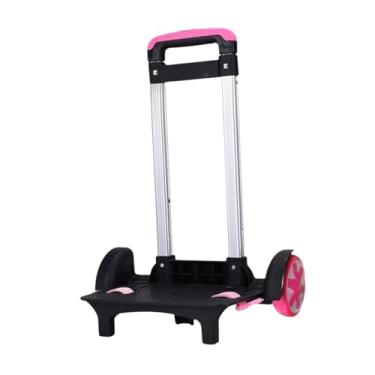 Imagem de Esquirla Carrinho de mochila com rodas, 3 seções, suave, multifuncional, carrinho de bagagem para escola, para e pesca, Rosa Vermelha