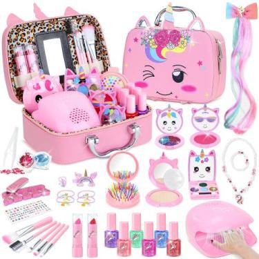 Imagem de Kit de maquiagem PERRYHOME Kids para meninas de 3 a 12 anos com esmalt