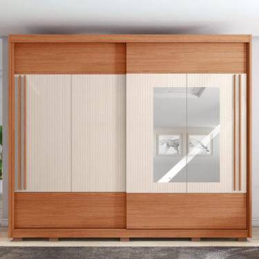 Imagem de Guarda Roupa Casal Polônia Ripado 2 Portas de Correr com Espelho 6 Gav
