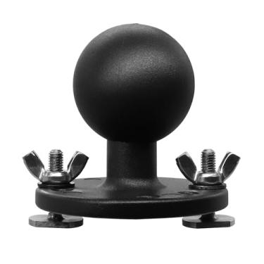 Imagem de WINDFRD Adaptador de placa redonda de alumínio de 3,8 cm AMPS para tablets/localizadores de peixes, base de bola de trilha com parafuso em T para caiaque/pista de barco, compatível com RAM