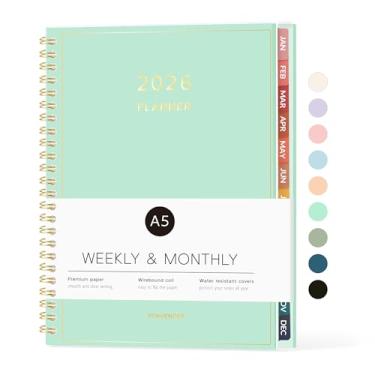 Imagem de Agenda 2026, calendário Forvencer semanal e mensal (janeiro de 2026 a dezembro de 2026), 15 x 20 cm, agenda espiral com bolso interno, planejamento diário fofo com abas, caderno de capa flexível