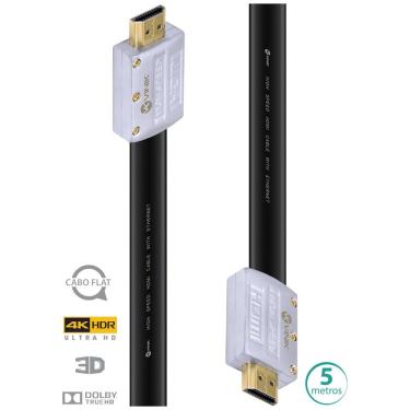 Imagem de Cabo Hdmi 2.0 4k Ultra Hd 3d Conexao Ethernet Flat Com Conector Desmontavel 5 Metros - H20fl-5