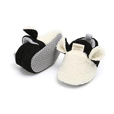 Imagem de Pantufas de lã aconchegantes, sapatos macios para bebês com solas de aderência, sapatos de inverno para recém-nascidos para recém-nascidos, A03 Branco, 12-18 Months Toddler