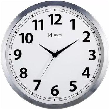 Imagem de Relógio De Parede Herweg Step 6710 Alumínio Escovado 24cm