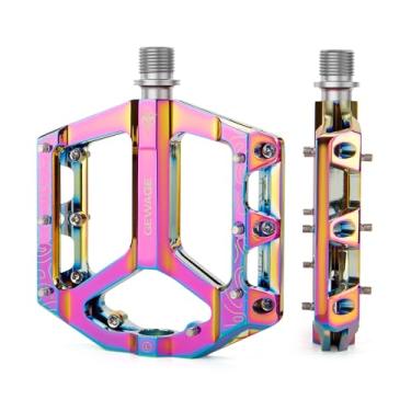 Imagem de Pedais de bicicleta de estrada/montanha - Pedais planos de bicicleta antiderrapantes de alumínio 9/40.6 cm - 3 pedais de plataforma leves de rolamento selado para bicicleta de estrada montanha BMX MTB