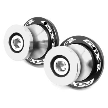 Imagem de BYYINGSUS 1 par de parafusos de bobinas deslizantes parafusos de suporte CNC M8 acessórios de motocicleta compatíveis com S&uzuki GSXR 125/150/600/750/1000 GSX-R (prata)